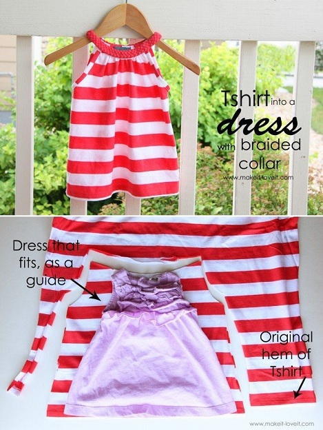 T-shirt into a Dress with Braided Collar