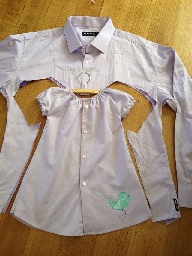 Baby Girl Dress Upcycled from Men's Shirt