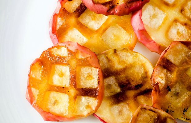 One Minute Waffle Iron Baked Apples