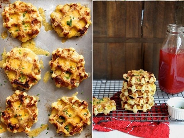 Mashed Potato, Cheddar and Chive Waffles