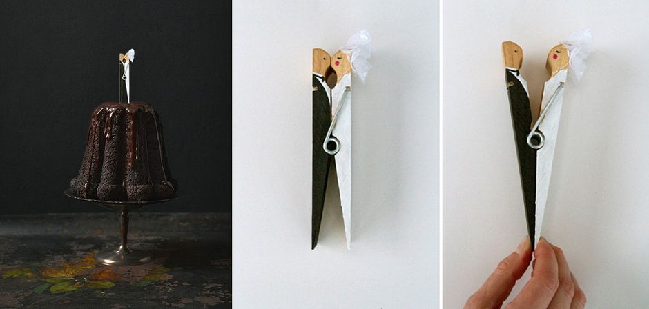 Kissing Clothespin Cake Topper