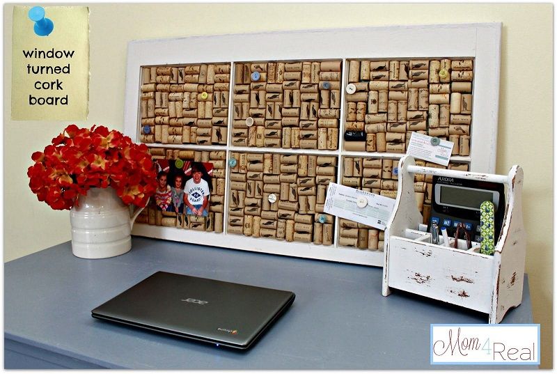 Old Window Turned Wine Cork Board