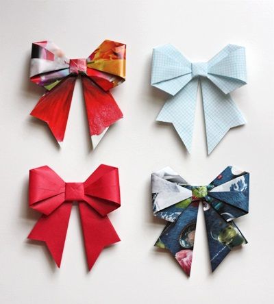 Origami Bows from Magazine Pages