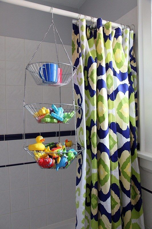 Use Tiered Basket for Bath Toys