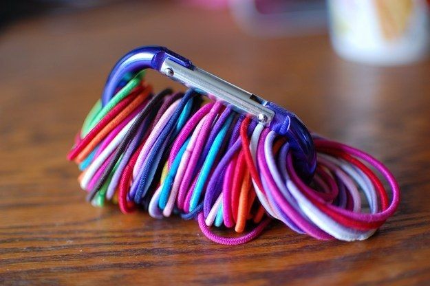 Organize Hair Ties with a Carabiner