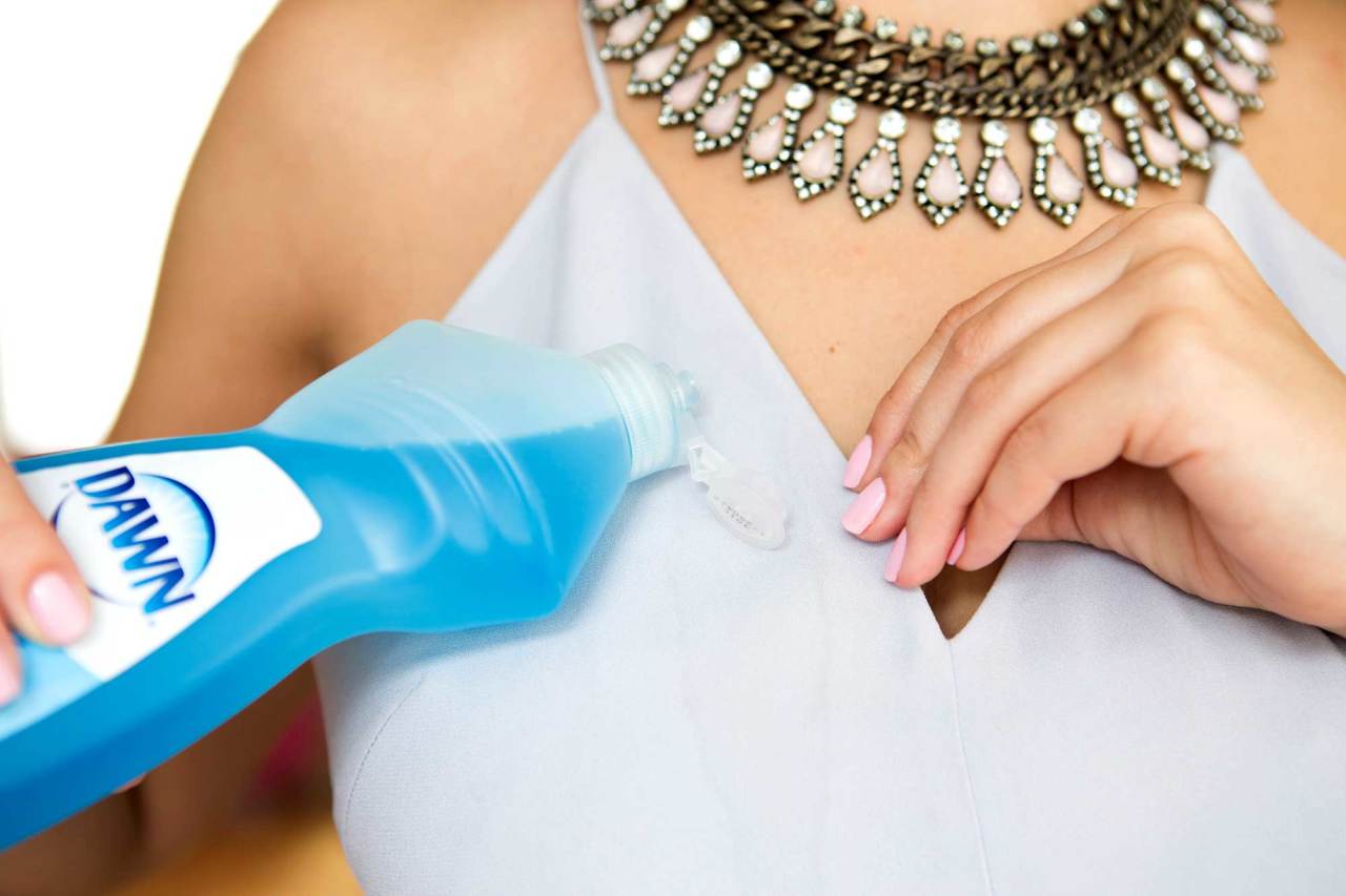 Use Dawn Dish washing Liquid to lift oil stains from delicate clothing