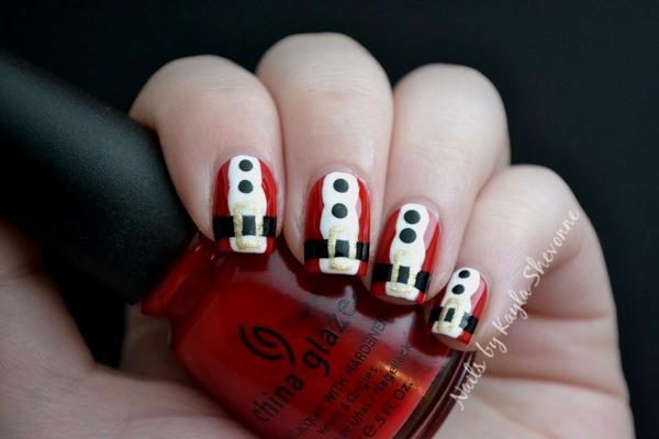 Santa Suit Nail Art