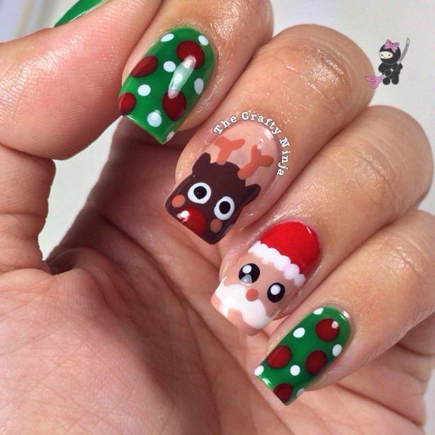 Santa and Rudolph Reindeer Nails