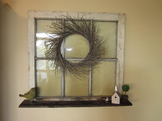Old Window with Wreath Decoration