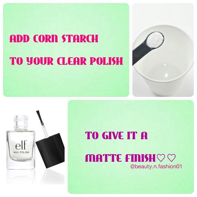 Add a little bit of cornstarch to a glossy polish to give a matte finish