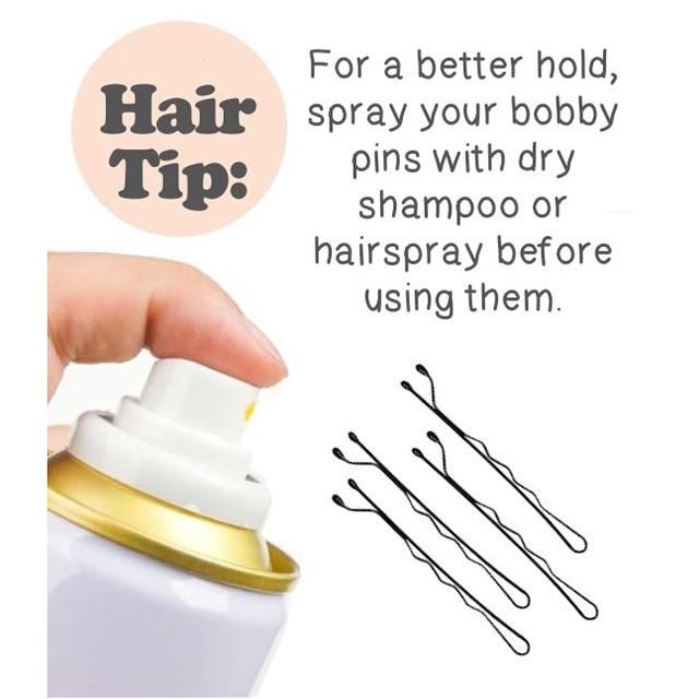 Spray your bobby pins with hairspray for a better hold
