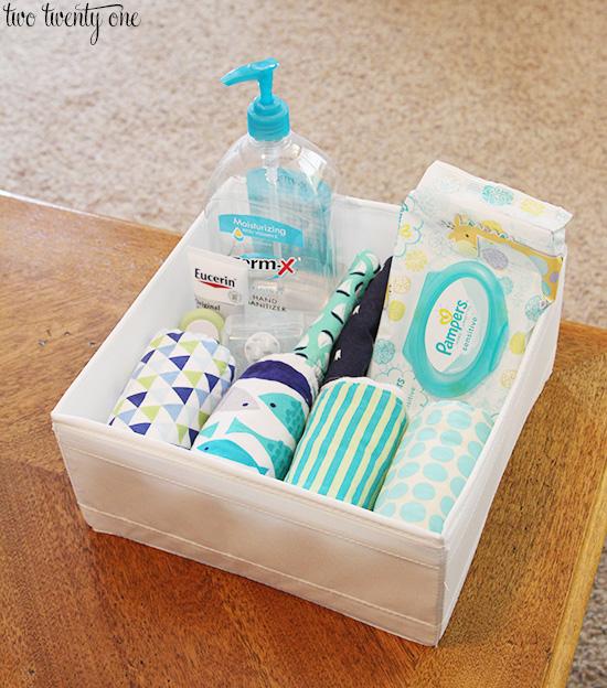 Keep a stocked baby basket in your common area