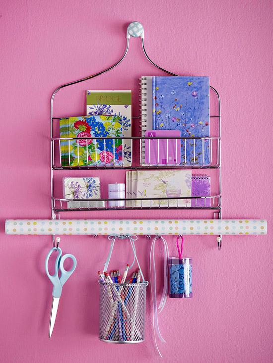 Use a shower caddy to organize your school supplies and save desk space