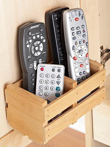 Handy Remote Control Storage Using Little Wooden Crate