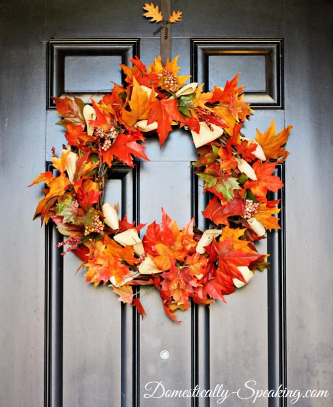 Corn Husk and Fall Leaves Wreath