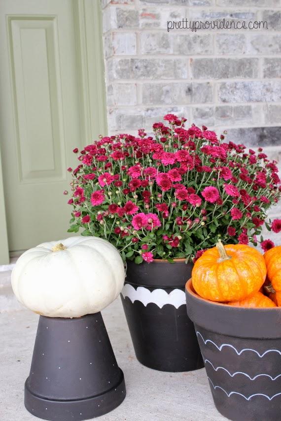 Scallop Flower Pots for a Fall Porch