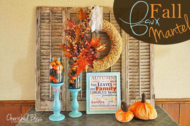 Orange and Aqua Fall Mantel
