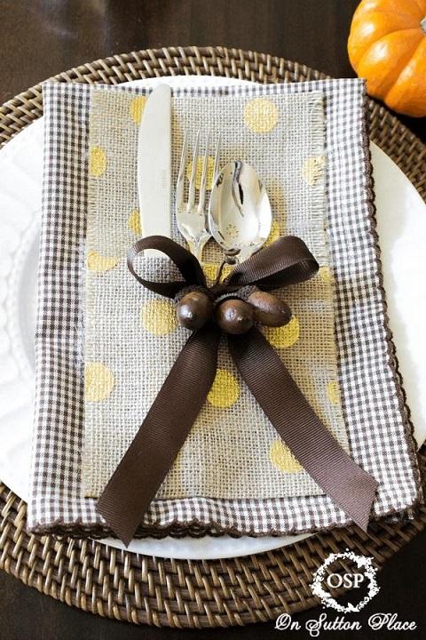 No Sew Burlap Silverware Holder
