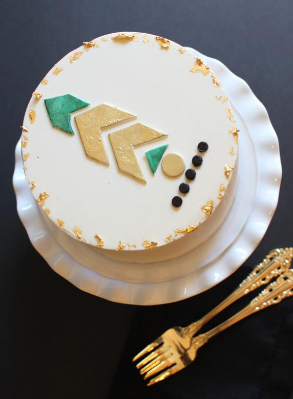 Gold foil and dust cake accents