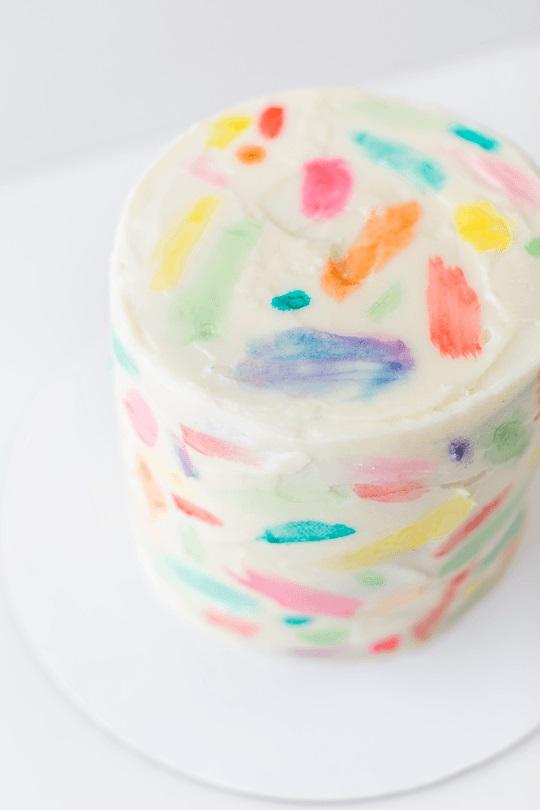 Abstract Watercolor Painted Cake