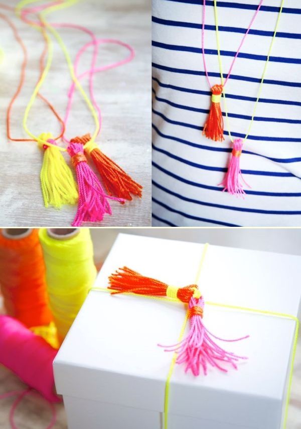 Neon Tassel Necklace and Gift Topper