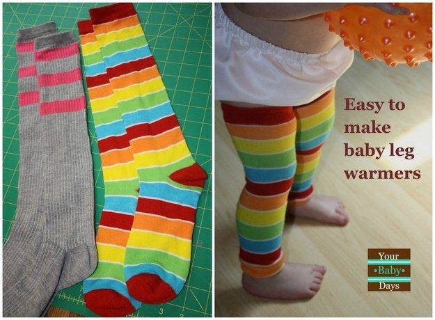 Turn Tube Socks into Baby Leg Warmers
