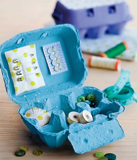 Use Egg Carton as Sewing Kit