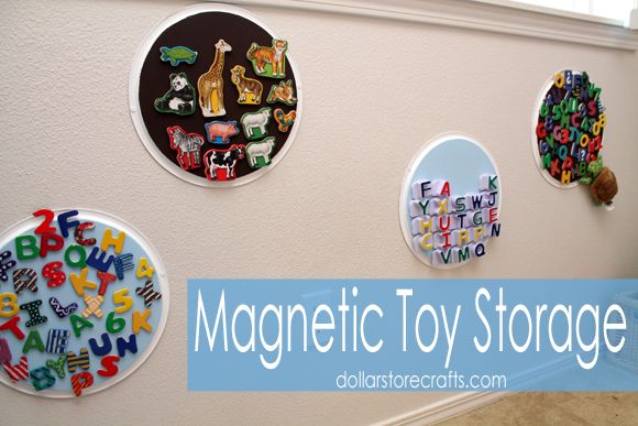 Magnetic Toy Storage with Pizza Pans