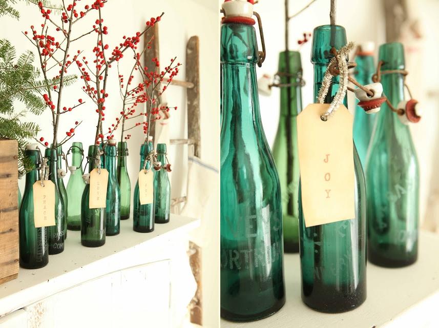 Berry Branches in Bottles