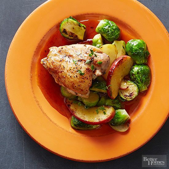 Pan-Roasted Chicken with Brussels Sprouts and Apples