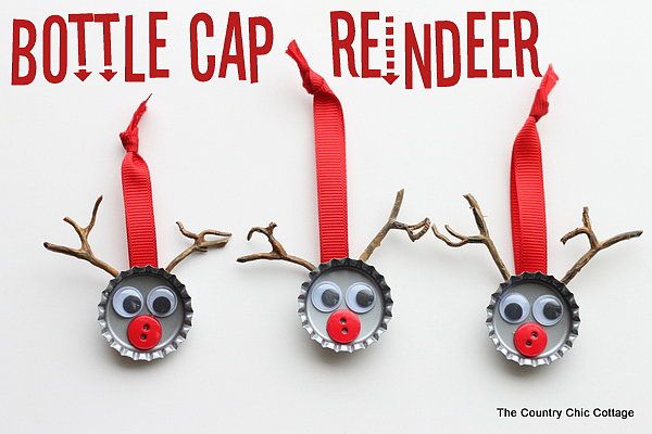 Bottle-Cap Reindeer Ornaments