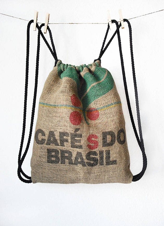 Burlap Coffee Bag Drawstring Back Pack