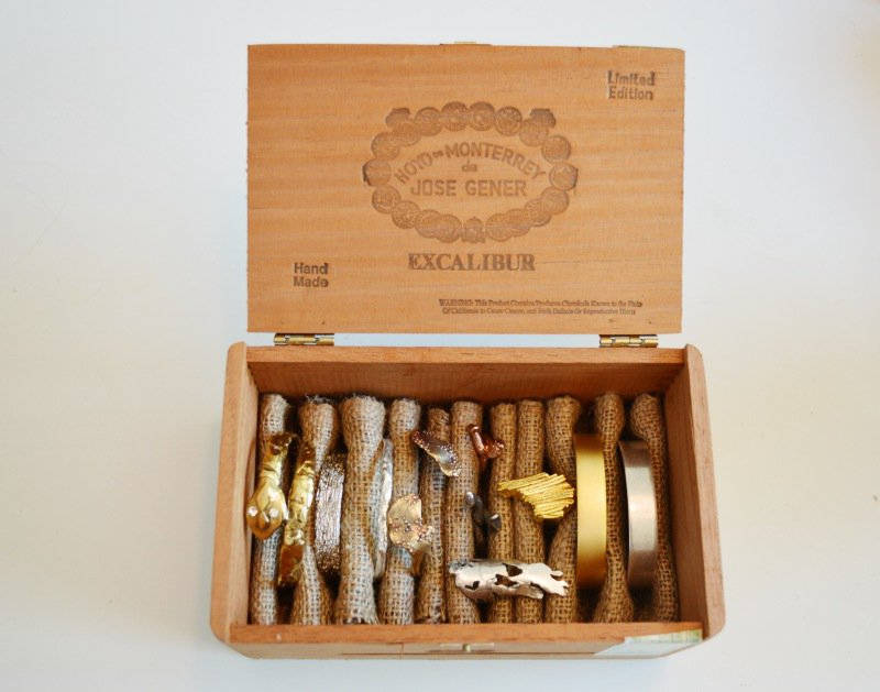 Cigar Box and Burlap Jewelry Organizer