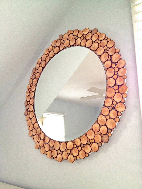 Wood Slices Round Mirror