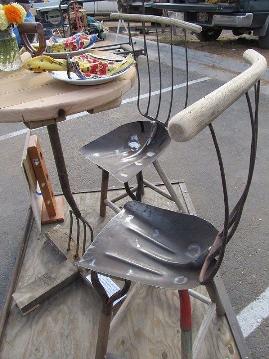 Repurposed Garden Tool Table and Chairs