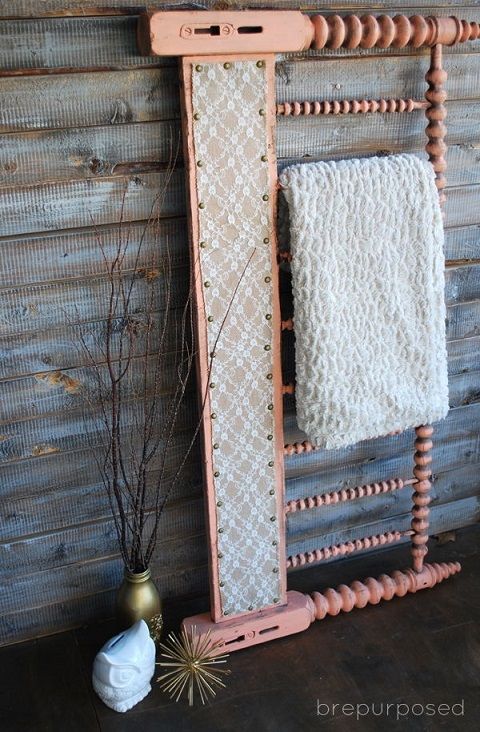 Headboard Turned Quilt Rack
