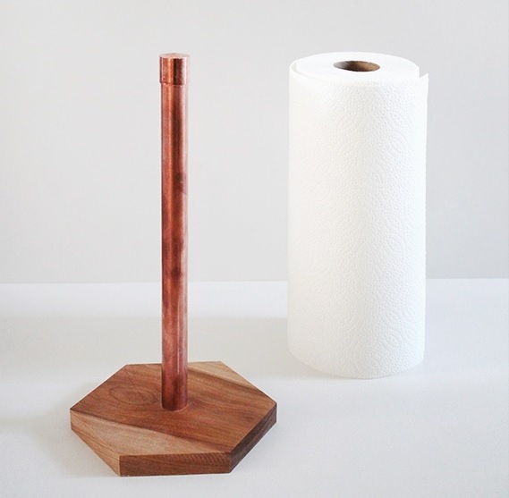 Copper and Wood Paper Towel Holder