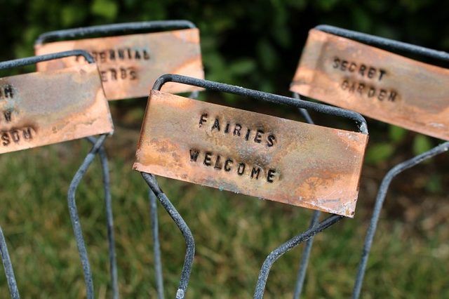 Rustic Hand Stamped Copper Garden Markers