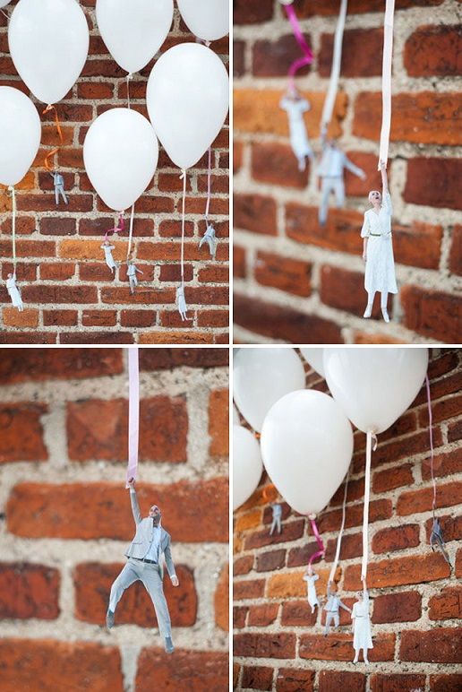 Flying Wedding Couple Balloons