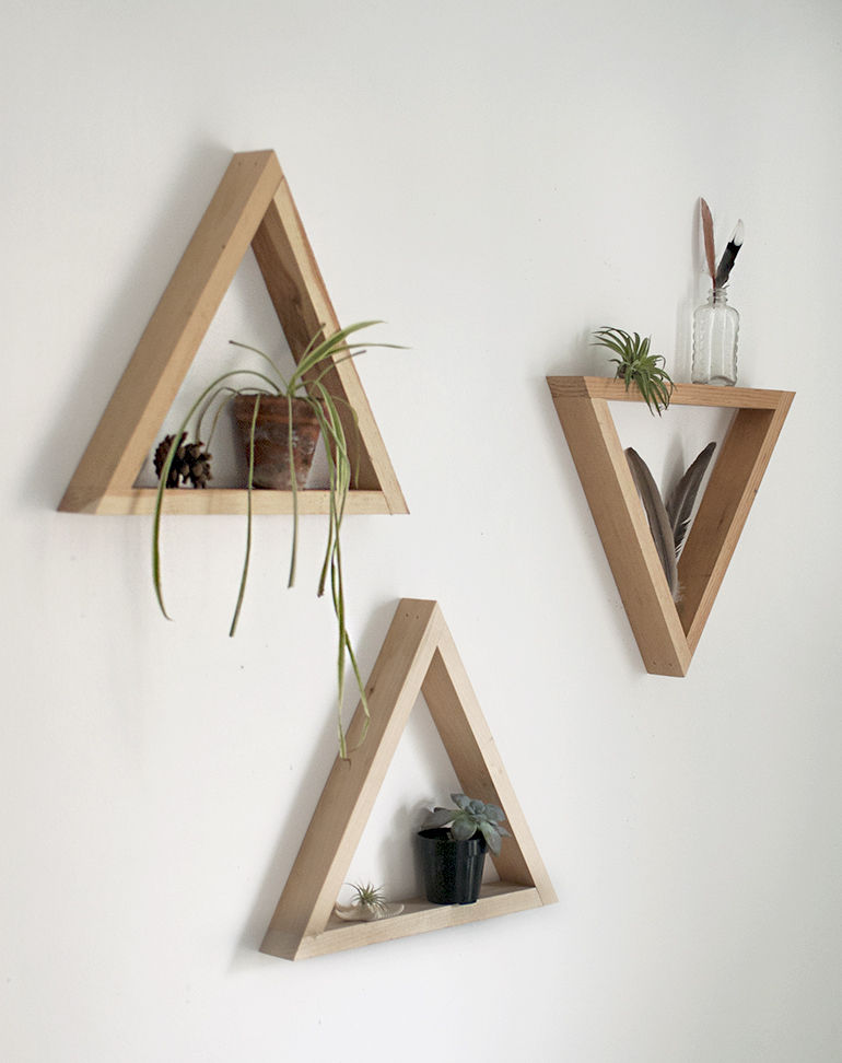 Wooden Triangle Shelves