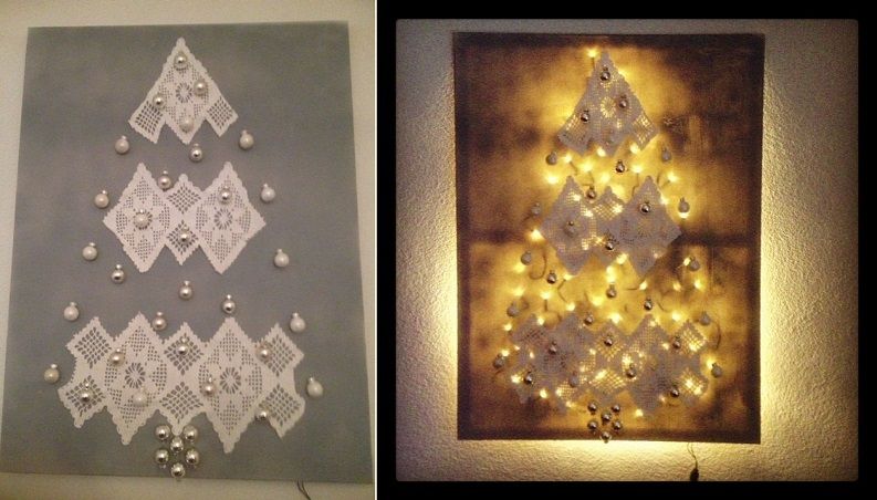 Christmas baubles on canvas