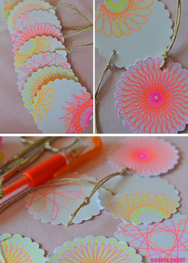 Neon Spirograph Gift Tags
