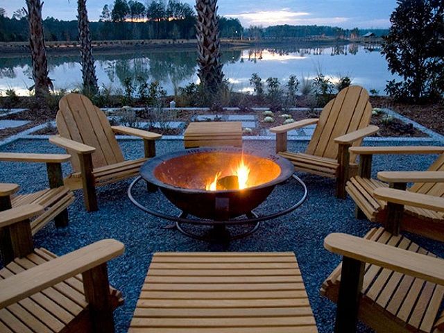 Fire Pit With Adirondack Chairs