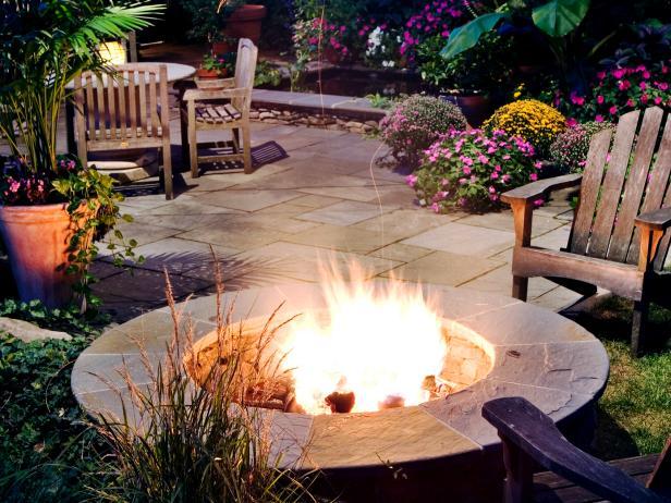 Outdoor Space With Flowers and Firepit