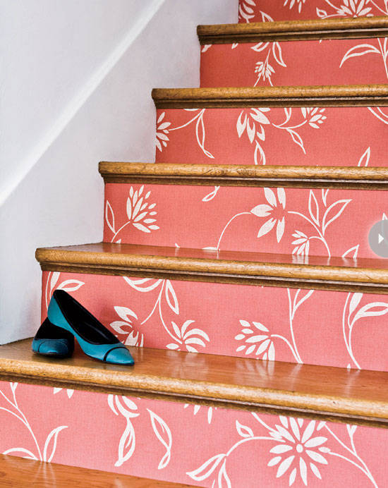 Wallpapered Staircase