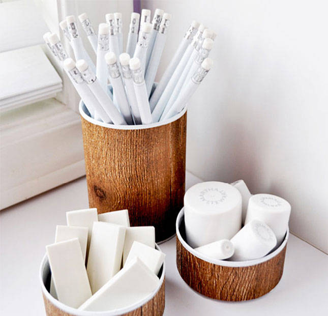 Wallpaper Covered Pencil Holders