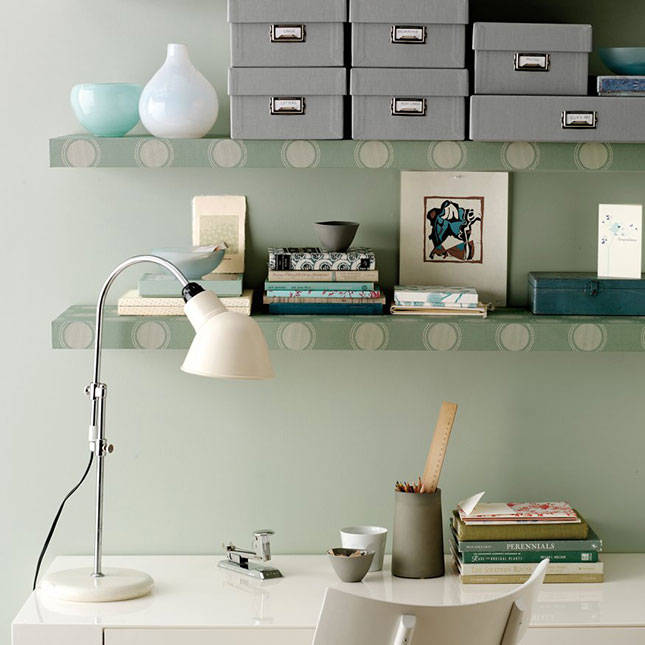 Wallpaper Covered Shelves