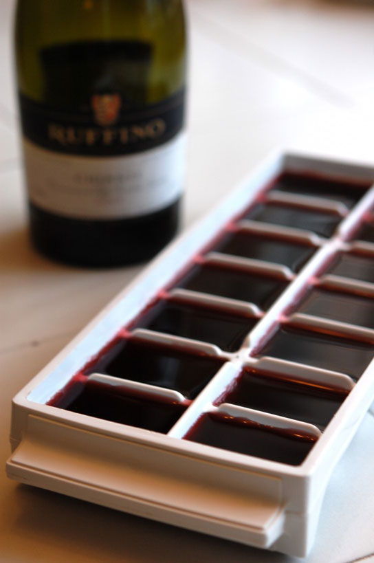 Pour your leftover wine into ice cube trays and use them for cooking