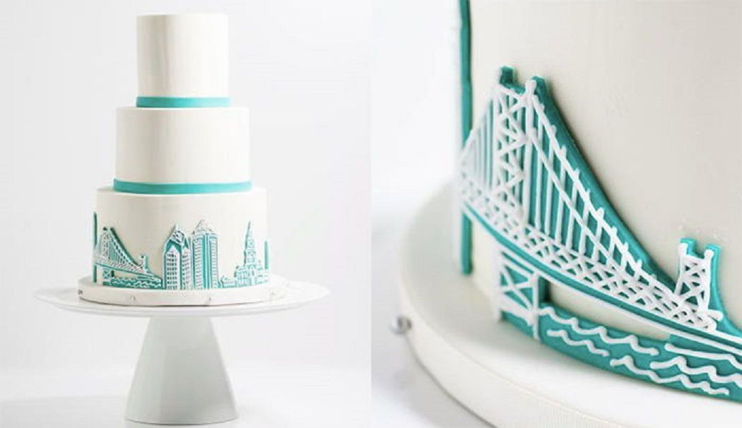 Philadelphia Skyline Wedding Cake