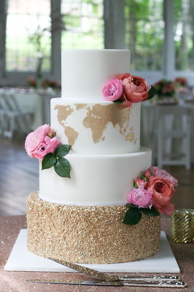Classy Cake for Travel Loving Couples